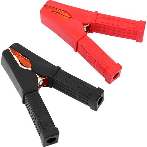 Paire de câbles de démarrage d'urgence pour batterie auto, noir et rouge, pinces en métal (1/5)