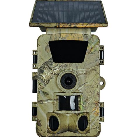 Caméra de surveillance de chasse extérieure avec panneau solaire intégré, haute définition 4K + 60 MP, anti-chasse - Vert militaire