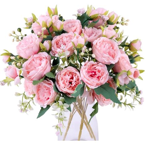 2 Bouquets de Fleurs artificielles en Soie de Pivoine - Décoration de Table de Mariage - Arrangement Floral - Décoration de Cuisine à la Maison (1/5)