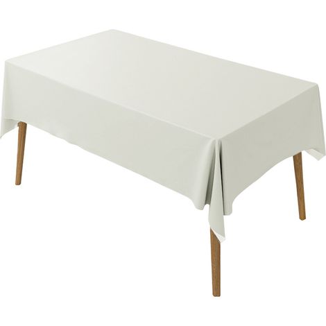 Nappe rectangulaire lavable 90 x 140 cm, idéale pour 2 à 4 personnes, en intérieur comme en extérieur, couleur riz perlé. (1/4)