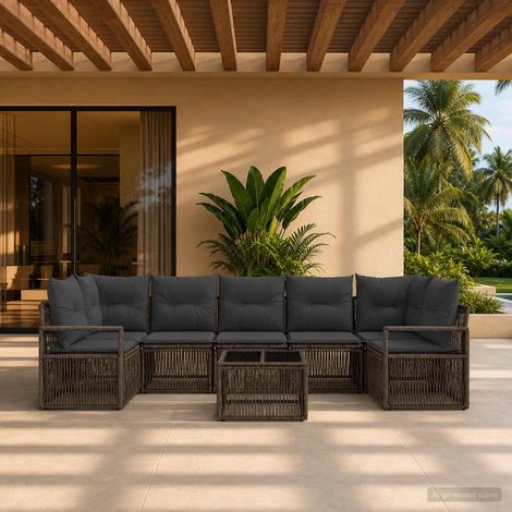 Set Divano da Giardino 8 pz Grigio polyrattan vidaXL (1/5)