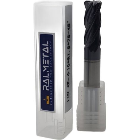 Fresa a raggio in metallo duro integrale Fi10 x R1.5 x 75 mm - 45 HRC (1/4)