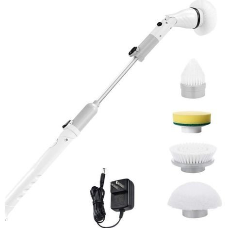 Épurateur de Plancher Brosse de Nettoyage électrique sans Fil, 4 têtes de Brosse remplaçables, Gris, Convient pour la Cuisine, Le Sol, la fenêtre, la pièce, Le Sol