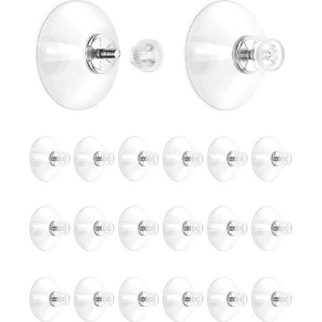 Allecto - Ventose per finestre - Confezione da 20 - Trasparenti - Ø 40 mm - Dado zigrinato - Finestre - Ventose - Adatte per vetro - Transparent ® 20 ventose per finestre, Ø 40 mm con dado zigrinato. (1/5)