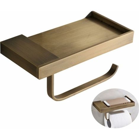 Porta carta igienica in stile antico con spazio di archiviazione, realizzato in ottone di alta qualità, ideale per smartphone, porta carta igienica multifunzione per il bagno con un bel design (1/5)