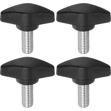 Boutons à Ailettes en T M8x16mm - Lot de 4 - Acier Zingué et Plastique - Serrage Manuel Rapide - Pour Machines Industrielles - Noir (1/5)
