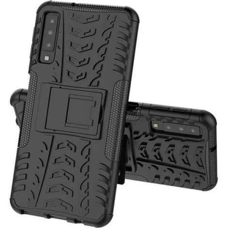 Coque Samsung Galaxy A7 2018, Noir Antichoc Armure Renforcée Avec Support Silicone Élégante Ultra-fin Anti-Rayure (1/4)