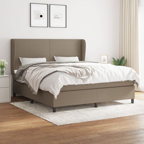 Sommier à lattes de lit avec matelas Taupe 160x200 cm Tissu (1/5)