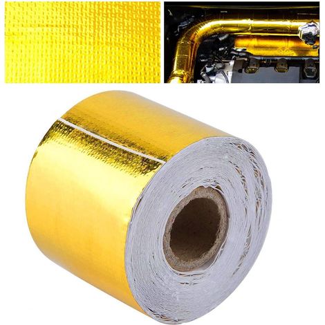 Selbstklebender Hitzeschutz, Goldfarbener Hitzeschutz – Hitzebeständiges, selbstklebendes Klebeband für Rohre und Kfz-Anwendungen, Isolierband (1/5)