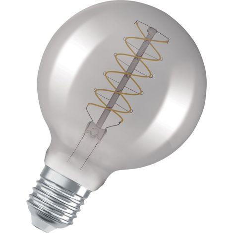 OSRAM Vintage 1906 LED-Lampe mit Smoke-Tönung, 7,8W, 360lm, Kugel-Form mit 95mm Durchmesser & E27-Sockel, warmweiße Lichtfarbe, spiralförmiges Filament, dimmbar, bis zu 15.000 Stunden Lebensdauer (1/5)