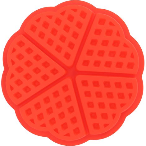 Wiederverwendbare Silikon-Waffelform zum Selbermachen, Muffin- und Kuchenform, Backutensil, Küchenaccessoire (5 herzförmige Mulden) (1/5)