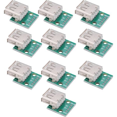 Lot de 10 connecteurs USB Type A femelles, pas de 2,54 mm, boîtier DIP (1/5)