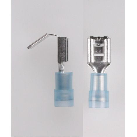 Flachsteckhülsen DIN 46245, Steckgröße 6,3 x 0,8mm isoliert, mit Isolationscrimp und Abzweig Querschnitt 1,5mm² - 2,5mm² blau, transparent - 1 Stück