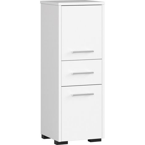 Colonne salle de bains blanche 30 cm – 2 portes – 1 tiroir – 3 étagères – Panneau stratifié – Armoire murale – Dimensions 30x30x85 cm – Abamihome (1/5)