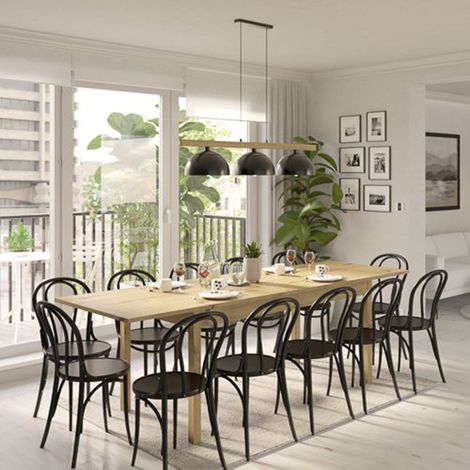 Mesa Extensible Lireli, 12 Asientos, Mecanismo de Extensión Central, 160x80x76h cm, Roble Marrón con Nudos (1/3)