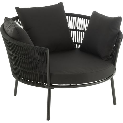 Fauteuil de jardin en rotin et metal Noir 109x118x79 cm (1/2)