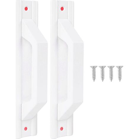 Poignée de porte coulissante sans perçage en aluminium, design minimaliste et moderne, pour portes type barn door, armoires, placards et tiroirs, couleur blanc (1/5)