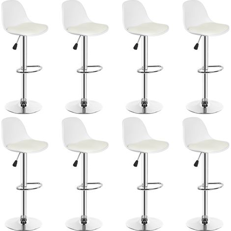 SiFree®Lot de 8 tabourets de bar design blanc (1/2)