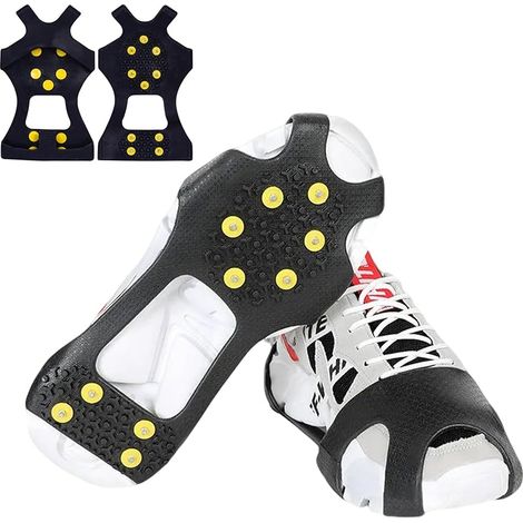 1 Paire de Anti-Slip Crampons de Neige, Crampons à Glace Extensibles, Véritables Pointes en Acier Inoxydable et Silicone Durable (XL,44-48) (1/5)