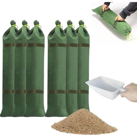 6 Sacs de Sable 60 x 20CM avec 1 Pelle, barrière Anti-inondation, Protection Contre Les inondations, Sacs de Sable réutilisables avec poignées (1/5)