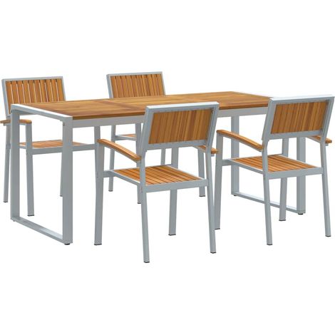 Garden Dining Set 5 pcs Grey and brown vidaXL (1/5)