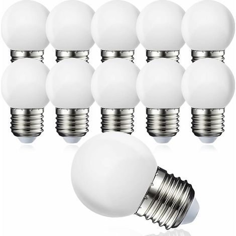 Paquete de 10 bombillas LED E27 G45 - Blanco cálido 3000 K - 5W G45 - Carcasa de policarbonato mate - No regulable [Clase energética G]