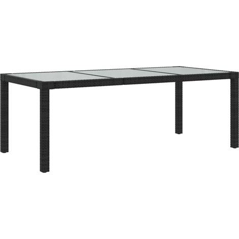 Maison Exclusive - Tavolo Giardino Nero 190x90x75 cm Vetro Temperato e Polyrattan