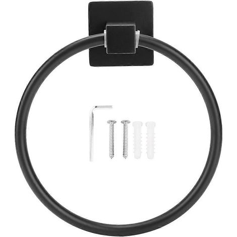 Robuster, wandmontierter Handtuchhalter, runder Edelstahlring, Handtuchhalter fürs Badezimmer, fester Haken, langlebige Beschläge, verchromt, 1 Stück (1/5)