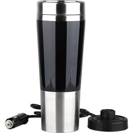 12V Bouilloire de Chauffage électrique Portative de voiture,450ML Tasse de Chauffage de Voyage de Voiture D'acier Inoxydable Potable Chaudière à eau de Tasse pour Eau Thé Café Lait(12V)(228.2C (1/3)