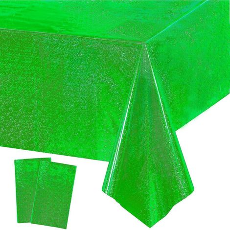Party Tischdecke Grün Glitzer 2 Stück - Einweg Folien Tischdecke 137x274 cm
