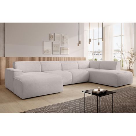 AX LIVING XXL Sofa U Form Didim Taupe 378cm breit modern & großzügig R