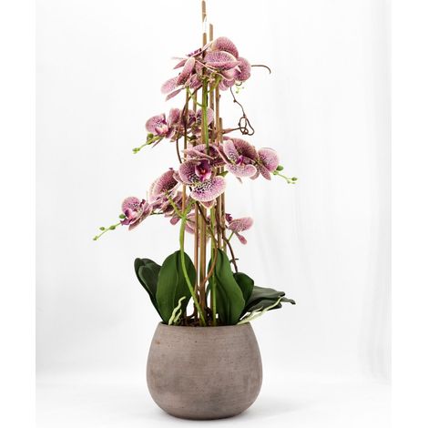 PHALAENOPSIS ORCHIDEA ARTIFICIALE 100CM CON VASO OVALE ROSA (1/4)