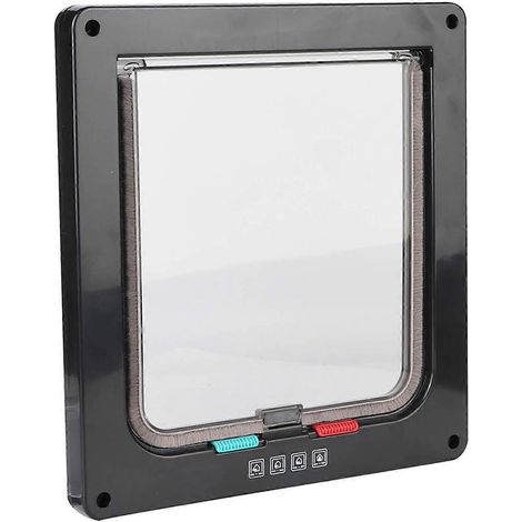 Porte moustiquaire pour chat en acrylique ABS, étanche et verrouillable, taille moyenne (noire) (1/2)