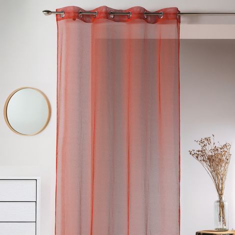 Voilage uni en maille filet Rouge Orangé 140x260 cm