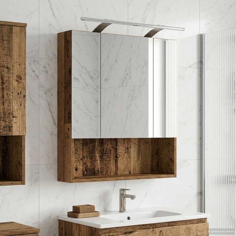Armario con espejo de baño Madera vieja 60 x 14.5 x 70 cm