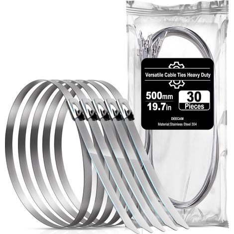 Serflex Inox Collier De Serrage 30 Pièces 500×7.9mm,Serre,Câbles Inoxydable Avec Attache Câblées Acier, Pour Échappement,Câbles Groupés，Clôtures Serre Cable Acier,Bande Thermique Echappement (1/5)