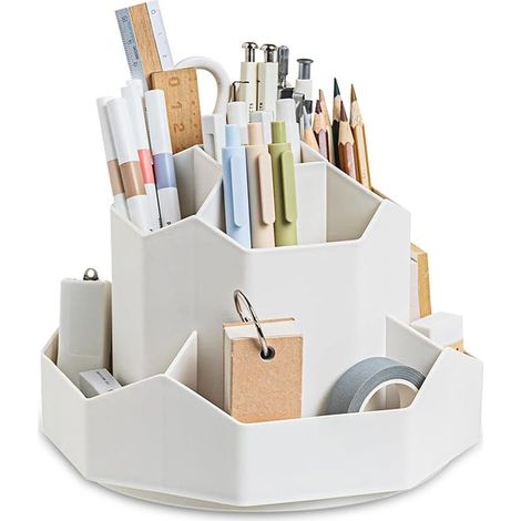 Organisateur de Bureau, Pot a Crayon Rotatif à 360 Degrés, Organiseur Bureau avec 9 Compartiments, Pot à Crayon, Porte Crayons Bureau, Rangement Stylo, Pour Papeterie, Maquillage, L'artisanat (1/5)