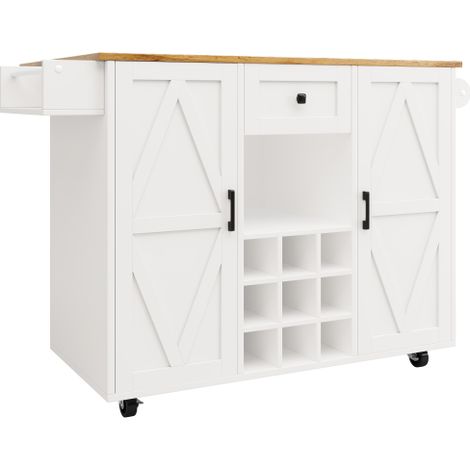 Îlot cuisine moderne extensible avec rangements, étagères, placards (1/5)