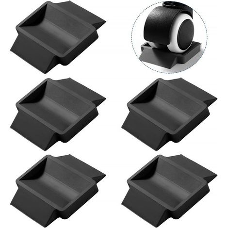 Ensemble de 5 patins, dessous de verre, protections de sol et embouts en caoutchouc pour roulettes de téléphone portable, noirs (1/5)