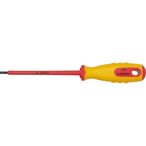 SW-Stahl 33100L-3.0 Schraubendreher VDE I Schlitzschraubendreher 3,0 x 100 mm I Elektriker Werkzeug I Elektro Schraubendreher (1/2)