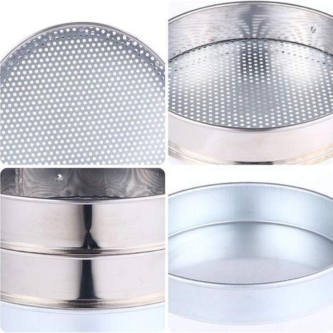 Tamis de Jardin 20cm en Acier Inoxydable, Lot de 3  Argenté, Format Compact et Facile à Ranger, pour Semis et Dépôt en Bacs (1/5)
