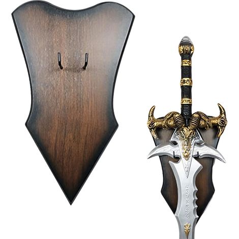 Solid Wood Sword Holder Wall Mounted Sword Holder with Adjustable Hooks (1/5)