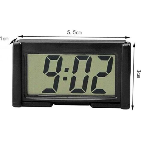 Réveil électronique, petite horloge de table de voiture auto-adhésive, instrument de montre électronique, affichage numérique LCD (1/3)
