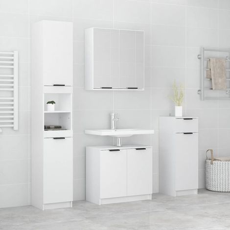 4-tlg. Badmöbel-Set Weiß Holzwerkstoff vidaXL92452 (1/5)