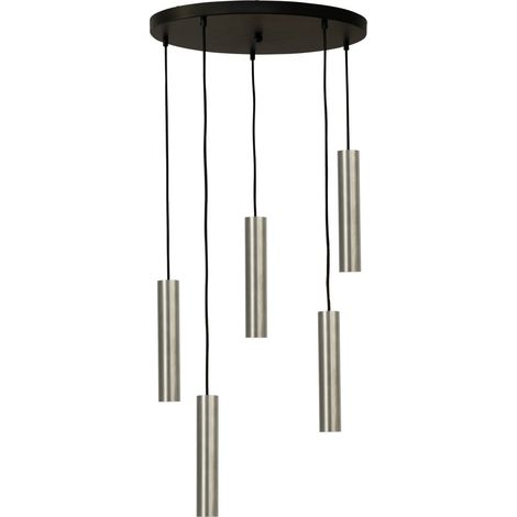 Lampe suspendue Run Acier inoxydable à 5 lumières avec bronze à canon - 2382-05-37-50-5 (1/3)