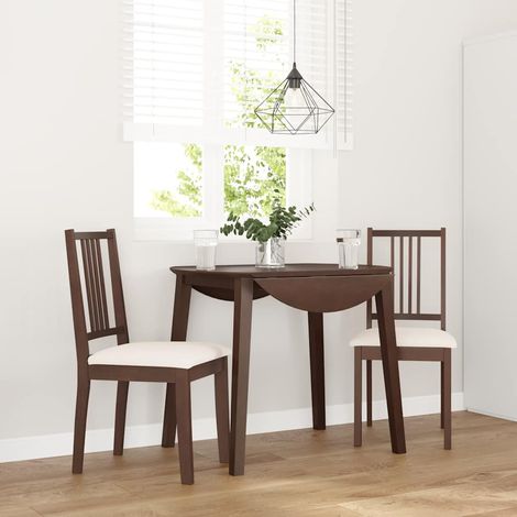Esszimmerstühle mit Kissen 2 Stk. Braun Massivholz Gummibaum