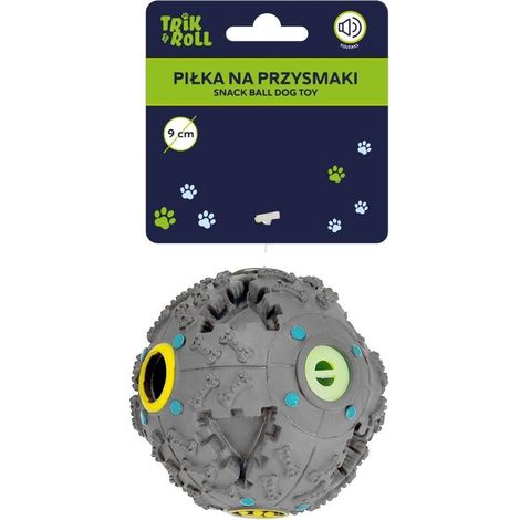 Pelota de juguete para perros con sonido, color gris, 9 cm. (1/4)