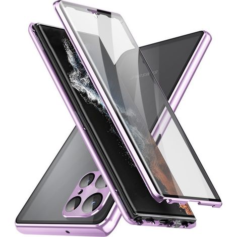 Custodia magnetica a doppio vetro per Samsung Galaxy S22 Ultra, viola (1/5)
