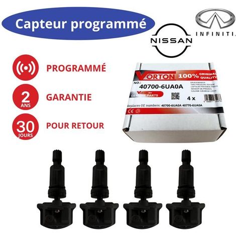 4x Sensori TPMS programmati 433MHz per NISSAN/INFINITI/RENAULT (Leaf II Altima Qashqai X-Trail Juke) rif 40700-6UA0A