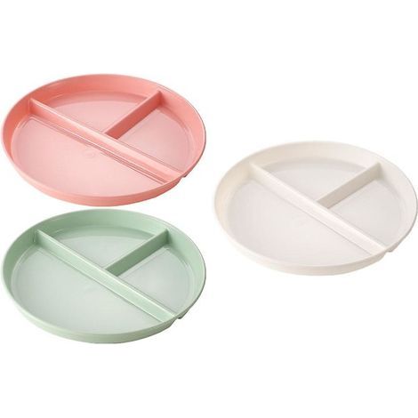 Ensemble de 3 assiettes compartimentées pour contrôle des portions, assiettes à fruits en trois parties, assiettes diététiques 22,5 x 22,5 cm (1/4)